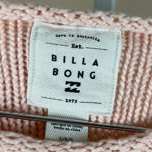 Billabong Size Large Seeing Stripes Sweater Pastel Colorblock Beachy Boho Hippie - Picture 8 of 12